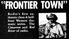 Newspaper ad for radio program "Frontier Town".