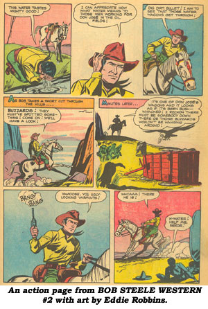 An action page from BOB STEELE WESTERN #2 with art by Eddie Robbins.