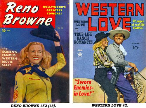 Covers to RENO BROWNE #52 (#3) and WESTERN LOVE #2.