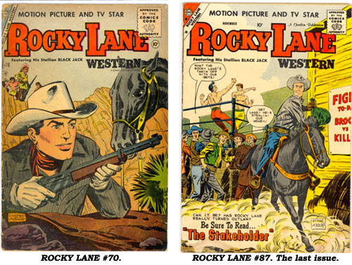 Covers to ROCKY LANE #70 and the final issue #87.