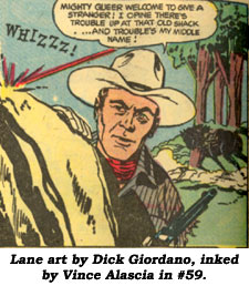 Lane art by Dick Giordano, inked by Vince Alascia in #59.