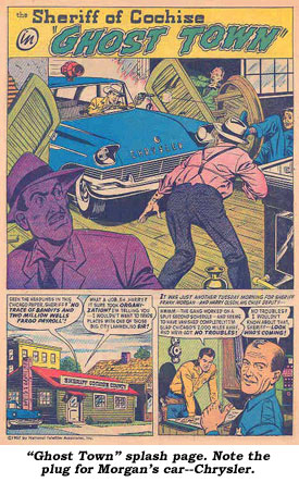 "Ghost Town" splash page. Note the plug for Morgan's car--Chrysler.