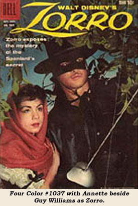 Four Color #1037 with Annette beside Guy Williams as Zorro.
