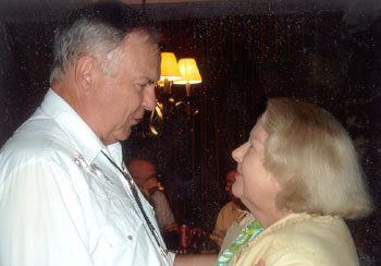 WESTERN CLIPPINGS' Boyd Magers with former Republic leading lady Claudia Barrett at the recent Memphis Film Festival (June '08).