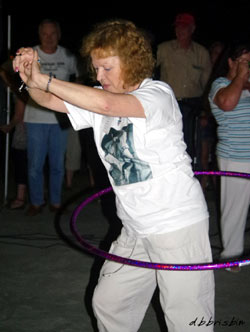 Darlene Tyler was one of three ladies who tied for 1st place in the pool party Hula Hoop contest. The others were Debbie Johnson and Fliss Bonello. Each won $10 and a year's subscription to WESTERN CLIPPINGS.