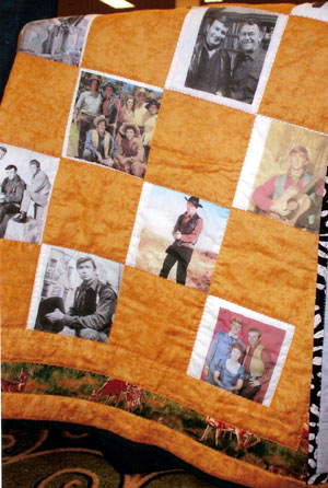 Here, up close, you can see what a wonderful job Donna Wilmeth did in making these celebrity quits. This is the "Virginian” quilt which was auctioned off.