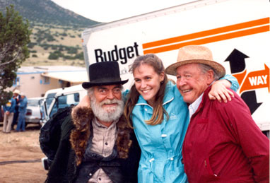 Jack Elam visited on location near Santa Fe, NM, while filming “Lucky Luke: Ghost Train” (‘95) by old pal Myron Healey and his daughter Mikel.