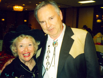 WESTERN CLIPPINGS’ Boyd Magers and Gloria Winters, Penny on “Sky King” at a Golden Boot Awards.
