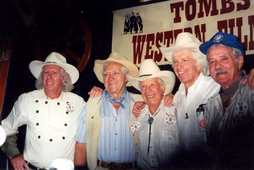 A great group of stuntmen gathered at a Tombstone Western Film Festival. (L-R) Neil Summers, Bobby Herron, Whitey Hughes, Dean Smith, Bobby Hoy.