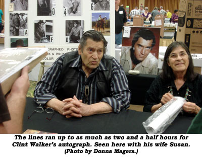 The lines ran up to as much as two and a half hours for Clint Walker's autograph. Seen here with his wife Susan.  (Photo by Donna Magers.)
