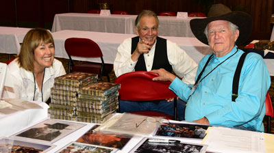 Rudy Ramos’ wife Kathy shares a smile with Rudy and Don Collier, Wind and forman Sam Butler of “High Chaparral”.