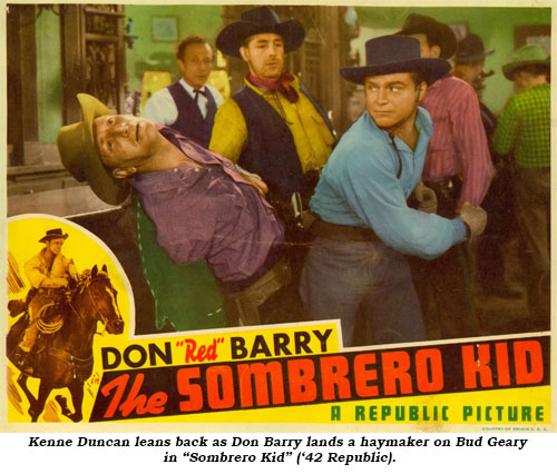 Don Barry lands a haymaker on Bud Geary in "Sombrero Kid" ('42 Republic).