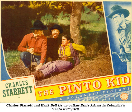 Charles Starrett and Hank Bell tie up outlaw Ernie Adams in Columbia's "Pinto Kid" ('40).