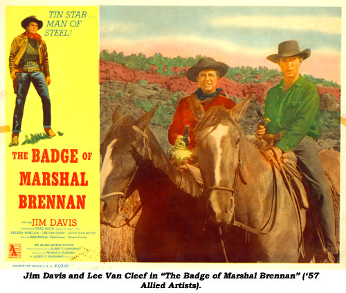 Jim Davis and Lee Van Cleef in "The Badge of Marshal Brennan" ('57 Allied Artists).