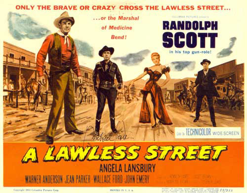 "A Lawless Street" lobby card.