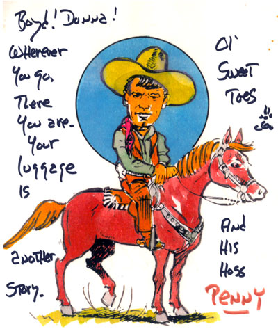 Autographed artwork of Will on his horse Penny.