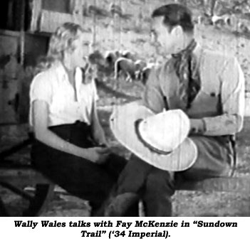 Wally Wales talks with Fay McKenzie in "Sundown Trail" ('34 Imperial).
