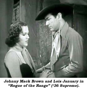 Johnny Mack Brown and Lois January in "Rogue of the Range" ('36 Supreme).