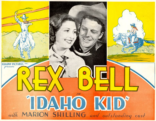 Title card for "Idaho Kid" starring Rex Bell and Marion Shilling.