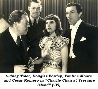 Sidney Toler, Douglas Fowley, Pauline Moore and Cesar Romero in "Charlie Chan at Treasure Island" ('39).