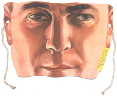 Rare Buck Jones paper eye-mask, in color. “I am Buck Jones appearing in ‘Gordon of Ghost City’, a Universal Picture”