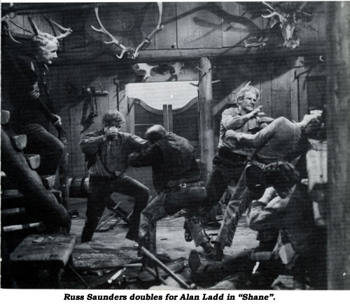 Russ Saunders doubles for Alan Ladd in "Shane".