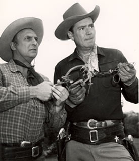 Jackie Coogan and Russell Hayden in "Cowboy G-Men".