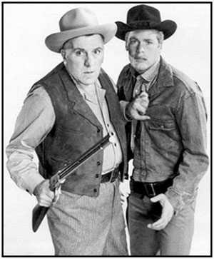 William Bendix and Doug McClure in "Overland Trail".