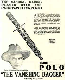 Newspaper ad for "The Vanishing Dagger" starring Eddie Polo.