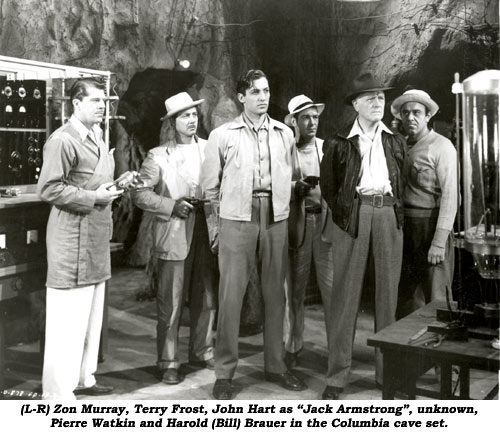 (L-R) Zon Murray, Terry Frost, John Hart as "Jack Armstrong", unknown, Pierre Watkin and Hugh Prosser.
