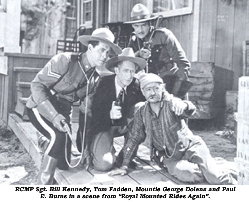 RCMP Sgt. Bill Kennedy, Tom Fadden, Mountie George Dolenz and Paul E. Burns in a scene from "Royal Mounted Rides Again".