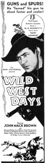 Newspaper as for "Wild West Days" serial.