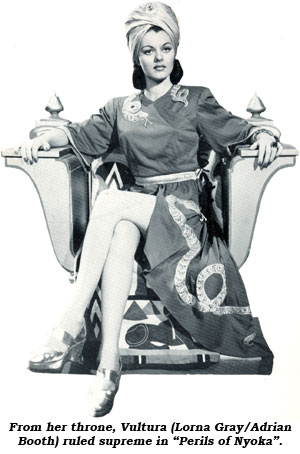 From her throne, Vultura (Lorna Gray/Adrian Booth) ruled supreme in "Perils of Nyoka".