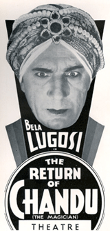 Ad for "Return of Chandu" serial starring Bela Lugosi.