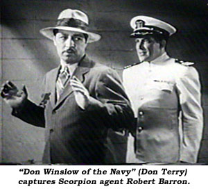 "Don Winslow of the Navy" (Don Terry) captures Scorpion agent Robert Barron.