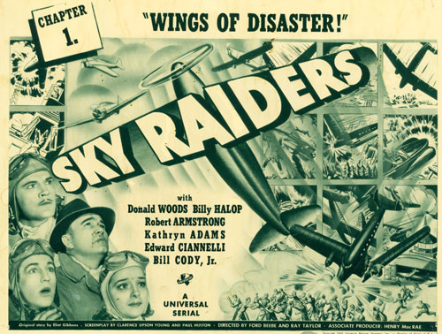 Title card for "Sky Raiders" ('41 Universal).