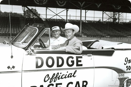 Roy Rogers rides in the official 1954 Dodge Royal, the Indy 500 Pace Car