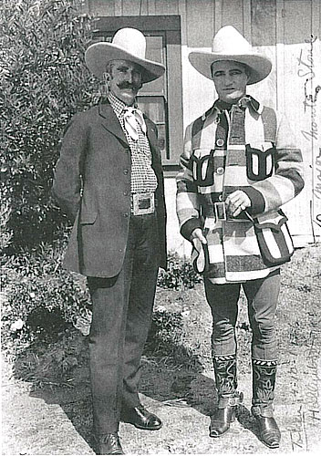 Rare photo of bit player Tex Cooper and Tom Mix. Probably taken in the early '20s although the "Taken" date on the right of the photo seems to read 4-10-1, which makes no sense. (Photo submitted by Bobby Copeland.)