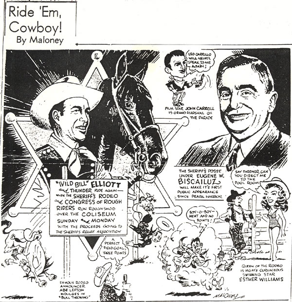 Sports cartoon for the L. A. EVENING HERALD EXPRESS on August 31, 1945.