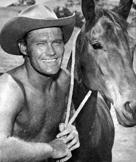 “The Rifleman” Chuck Connors purchased the big brown horse he rides on the series for $1,500. The steed is the grandson of Flying Jet, the 1925 Kentucky Derby winner. 
