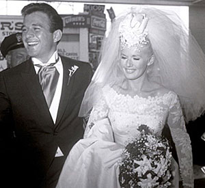“Lancer”—James Stacy and bride Connie Stevens were wed October 12, 1963.