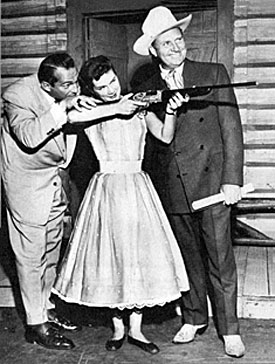 Rehearsing for the Arthur Godfrey Show are Tony Marvin, Lu Ann and Gene Autry
in late 1953. 