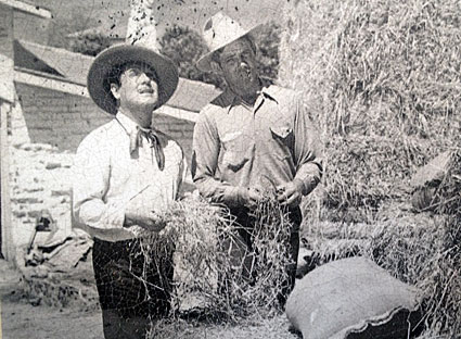 Leo Carrillo and ranch foreman Wally Handley near the stables at the Leo Carrillo Historic Park in Carlsbad, CA. 