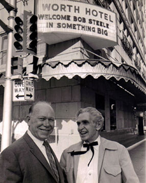 Back in 1946 Bob Steele made an appearance at the Gaines Star Theatre in Denison, Texas. 25 years later in 1971, Bob was making his last appearance in Dallas/Ft. Worth for the premiere of “Something Big”. At that time Bob had a reunion with Harry Gaines (above). The DALLAS MORNING NEWS featured Bob on the cover of their weekly magazine with a write-up inside. Bob was given royal treatment as the star he had been for decades. (Thanx to Billy Holcomb.)