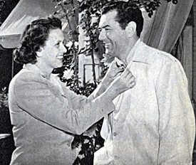 Connie and Johnny Mack Brown in November 1944. Fellow Alabamans, they married in 1927 when Johnny was a grid-iron star.