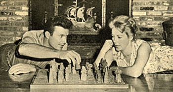 Keith (“Brave Eagle”, “Northwest Passage”) and new bride Vera Miles play a game 
of Chess in 1960. 
