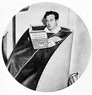 John Payne, TV’s Vint Bonner on “The Restless Gun”, enjoys a steam bath in 1947.