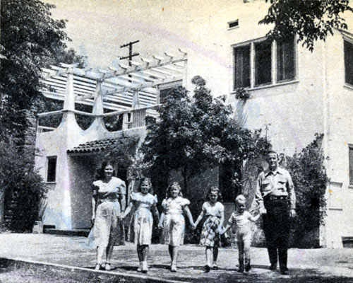 Monogram B-western star Jimmy Wakely and his family before their North Hollywood home in November 1948.
