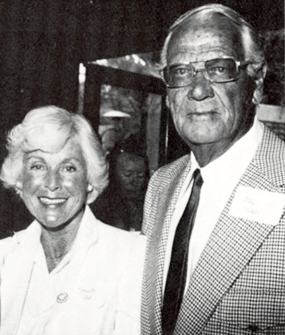 Frances Dee and Joel McCrea at a luncheon in 1983 on the UCLA campus for the donation of RKO Radio Pictures $5,000,000 archive to UCLA. 