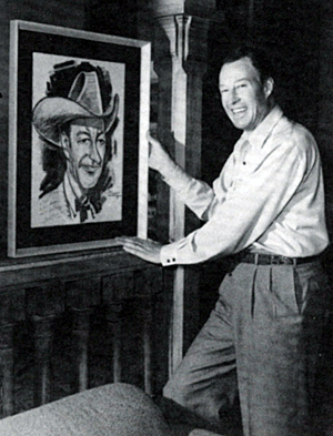 Bill Elliott with a comic book caricature of himself. 